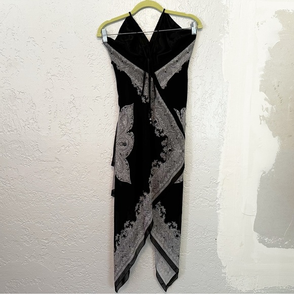 Y2K black and white asymmetrical halter scarf dress size 2. - Picture 3 of 13